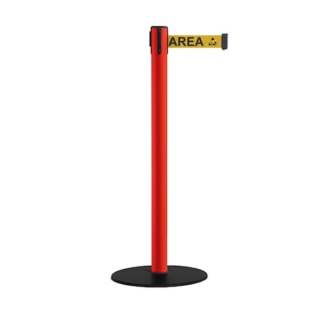 Stanchion Belt Barrier Red Post Low Base 13ft. Yellow Area Belt